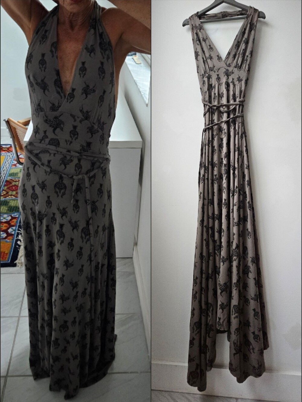 Faith Connexion Gauzy Open Back Dragon Print Rinestone "Faith" Maxi Dress